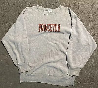 Vintage Princeton Champion Reverse Weave Sweatshirt Pullover Warmup Gray USA XL • $20