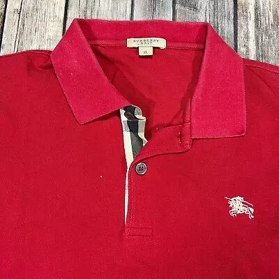 Burberry Brit Nova Check Plaid Polo Shirt XL Mens Red Short Sleeve READ • $39.95