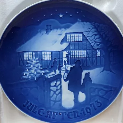 Bing Grondahl Copenhagen Plate B&G 1973 Country Christmas Cobalt Blue Party NIB • $29.50