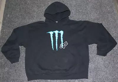 Fox Racing X Monster Energy Hoodie Skater Grunge Sweatshirt Mens XL Y2K Moto • $49.95