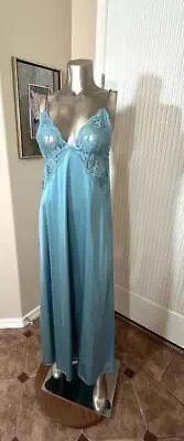 VTG Henson Teal Nylon Gown Size 36 # 041105 • $15