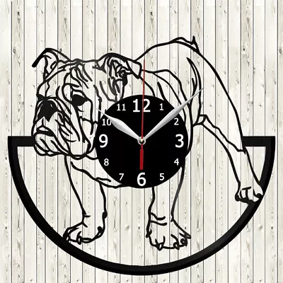 Bulldog Vinyl Record Wall Clock Decor Handmade 5199 • $24.98