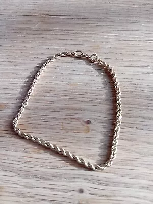 9ct Yellow Gold Rope Link Bracelet  8 Inch Hallmarked • £60