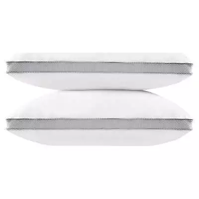 Down Alternative Bed Pillow With Brushed Microfiber Cover And Gusset 2 Pack • $24