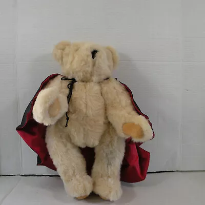 Vermont Teddy Bear Buttercream With Black & Red Cape 16  Fully Jointed USA • $18.95