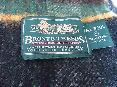 Bronte Tweeds - Wool Soft Check Blanket Throw - Green Brown Charcoal • £24.99