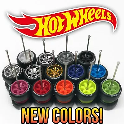 $4.99 • Buy Hot Wheels TE37 Volk Rays 6 Spoke Real Riders Wheels Rims Tires Set 1/64 Scale