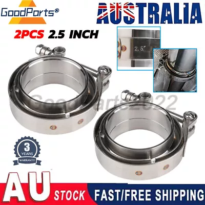 2x V-Band 2.5  Vband Stainless Steel Clamp Flange Exhaust Turbo Downpipe Kit • $32