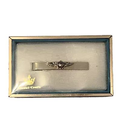 Military Wings Crest Craft Tie Clip With Box - Army Vintage Piece Male Jewlery • $12.25