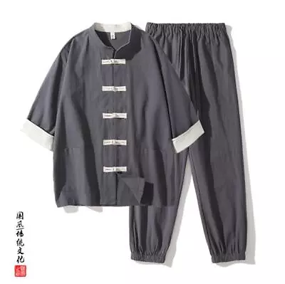 New Top Quality Men Cotton Linen Arts Clothing Costume Wing Chun Kung Fu Uniform • £34.68