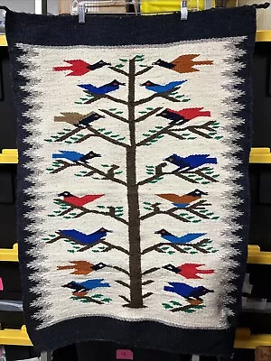 Hand Woven Wool Tapestry Vibrantly Colored Birds Tree Of Life Native American • $100