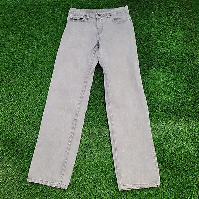 Vintage LEVIS Straight Jeans 28x30 (Tag 31x32) Faded Light Gray Acid-Wash USA • $34.25