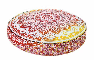 Indian 35'' Round Pillow Cover Pouffe Floor Ottoman Pouffe Throw 100% Cotton • $38.72