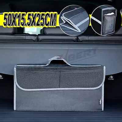 Car Trunk Storage Boot Organiser Tidy Bag Collapsible Box Extra Net Pockets • $17.79