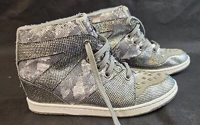 Womens Silver Size 9.5 Daddys Money Sneakers Non Slip Faux Snakeskin • $34.99