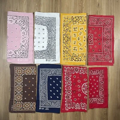 Vintage Bandana Lot Of 8 Handkerchief Paisley Colorfast Paris Made In USA NEW/PO • $69.95