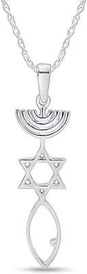 Messianic Seal Pendant With 18  Rope Chain 925 Sterling Silver • $41.90