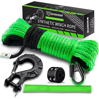 3/16  X 50' Green Synthetic Winch Line Cable Rope 8500 LBS With Sheath (ATV UTV) • $37.04