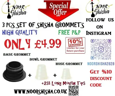 3PCS Set Shisha Grommet BaseBowl And Hose Rubber Spacer Seal High Quality +++++ • £4.99