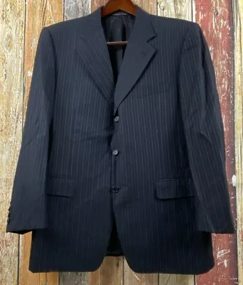 Canali Men's Wool Black Striped 2 PC Suit Sz 42 Short 36x28 • $119.99