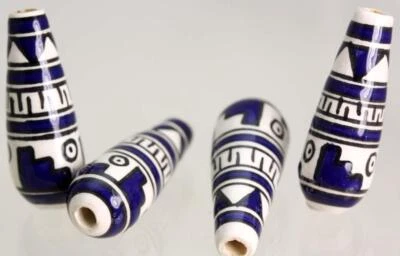 £3.99 • Buy Peruvian Hand Painted Ceramic* BEADS *Glazed TEARDROP X 10  V070
