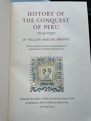 History Of The Conquest Of Peru By Prescott Limited Editions Club VERY NICE • $22.95