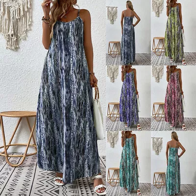 Womens Boho Floral Maxi Dress Cocktail Party Evening Summer Beach Sundress Long- • $28.24