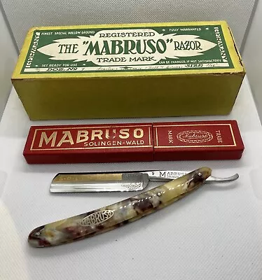 NOS Mint Condition Mabruso Straight Razor With Marbled Handles With Original Box • $149.99