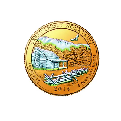 $5.95 • Buy 2014 Great Smoky Mountains NP Quarter 24 Karat Gold Layered With Hologram Detail