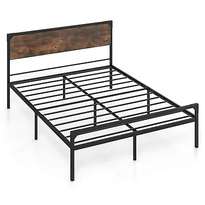 Heavy-Duty Metal Platform Bed With 9 Support Legs For Queen Or King Size • £159