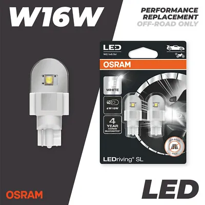 Osram Ledriving Sl W16w 6000k White Tail Brake Reverse Fog Indicator Led Bulb X2 • £19.36