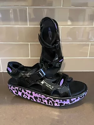 MBT Kisumu Patent Leather Sandal Purple Leopard Dynamic Sole Shoe 8-8.5 • $39.99