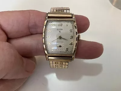 Vtg  Elgin 683 17 Jewel Mechanical Men’s Watch - Runs  10k Gold Filled Band Caps • $9.99