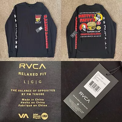 Official BNWT Men’s L RVCA Burger Club Heads Crew Neck LS T-Shirt UFC MMA Boxing • £24.99