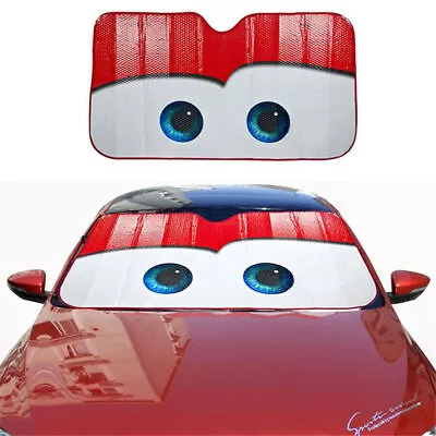 Red Cartoon Eye Pattern Aluminium Foil Car Window Windscreen Sun Shade Sun Visor • $21.26