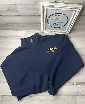 Michigan Wolverines Jansport 1/4 Zip Sweatshirt Fleece Blue NCAA Size: XL EUC! • $24.99