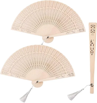 $19.89 • Buy 3 PCS Wooden Folding Fan, Vintage Wooden Fan Handheld Folding Fans Sandalwood Ha