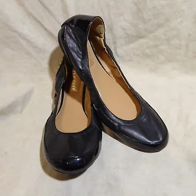 🩰 Calvin Klein Scrunch Ballet Flats Sz 6 M Black Leatherette; Patent Details • $16.99