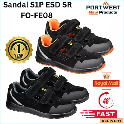 Portwest Steelite Fe08 Fuel-oil Resistant Steel Toe Cap Sandals S1p Esd Sr Fo Uk • £8.24