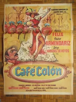 1959 CAFE COLON MARIA FELIX Showgirls PEDRO ARMENDARIZ MEXICAN ONE SHEET POSTER • $124.99