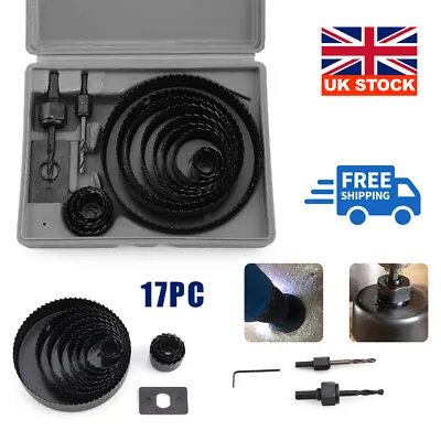 17HOLE SAW KIT SET 19-127mm HEAVY METAL CIRCLE CUTTER ROUND DRILL WOOD DOWNLIGHT • £8.69