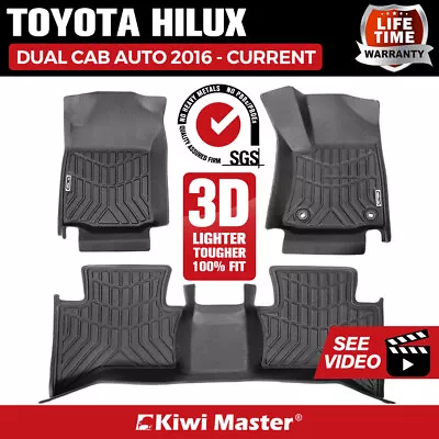 Kiwi Master 3D TPE Car Floor Mats Liner Fit Toyota Hilux Dual Cab Auto 2016-ON • $129.95