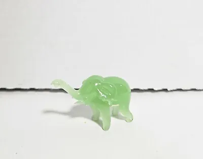 Jade Jadite Jadeite Green Vintage Blown Glass Elephant Bull Tusks Figurine • $14.90