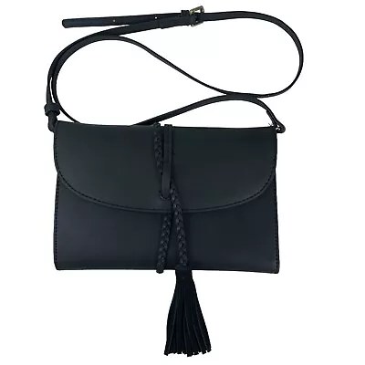 By Anthropologie Women’s Crossbody Clutch Bag Black Tassel Faux Leather • £20.50