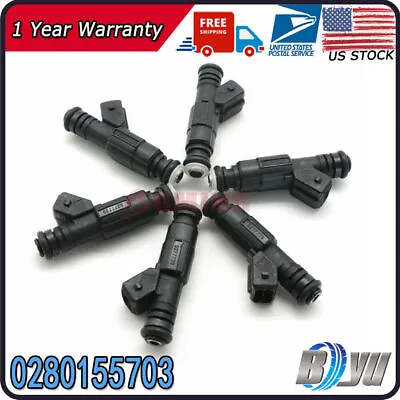 6Pcs 4-Hole Fuel Injectors For Jeep Wrangler Cherokee Commanche 4.0L 0280155703 • $47.49