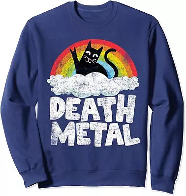Funny Cat Rainbow Heavy Metal Musical Goth Band Unisex Crewneck Sweatshirt • $26.99