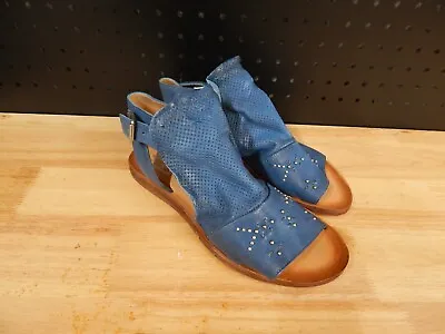 Miz Mooz Leather Ankle-Strap Sandals - Fifi-Denim-39 (US 8.5-9)-A470134-PO • $34.99