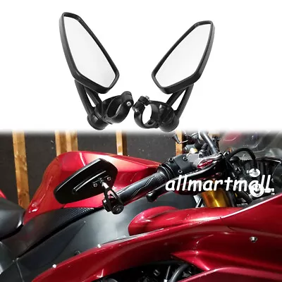 Motorcycle 7/8  Or 1'' Handle Bar End Mirror Rearview Side For Yamaha YZF-R1 R6 • $25.88