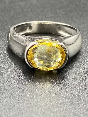 4.20 Ct Round Lab Created Yellow Sapphire Ring For Men In 14kt All Sizes • $806.40