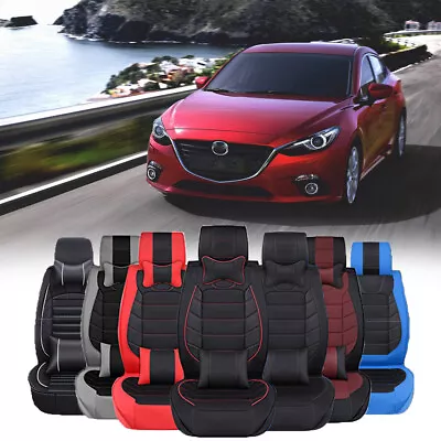 Deluxe Leather Car Seat Covers 2/5-Seats Cushion For Mazda 2 3 5 6 CX-3 CX5 CX-9 • $159.04